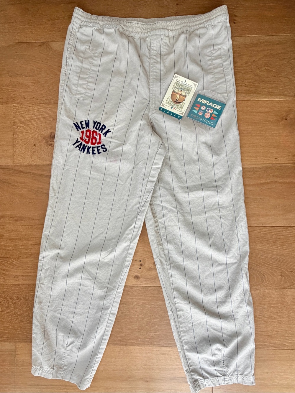 VTG 90s NY Yankees Mirage Cooperstown 1961 Pinstripe Pants M Tags Baseball MLB